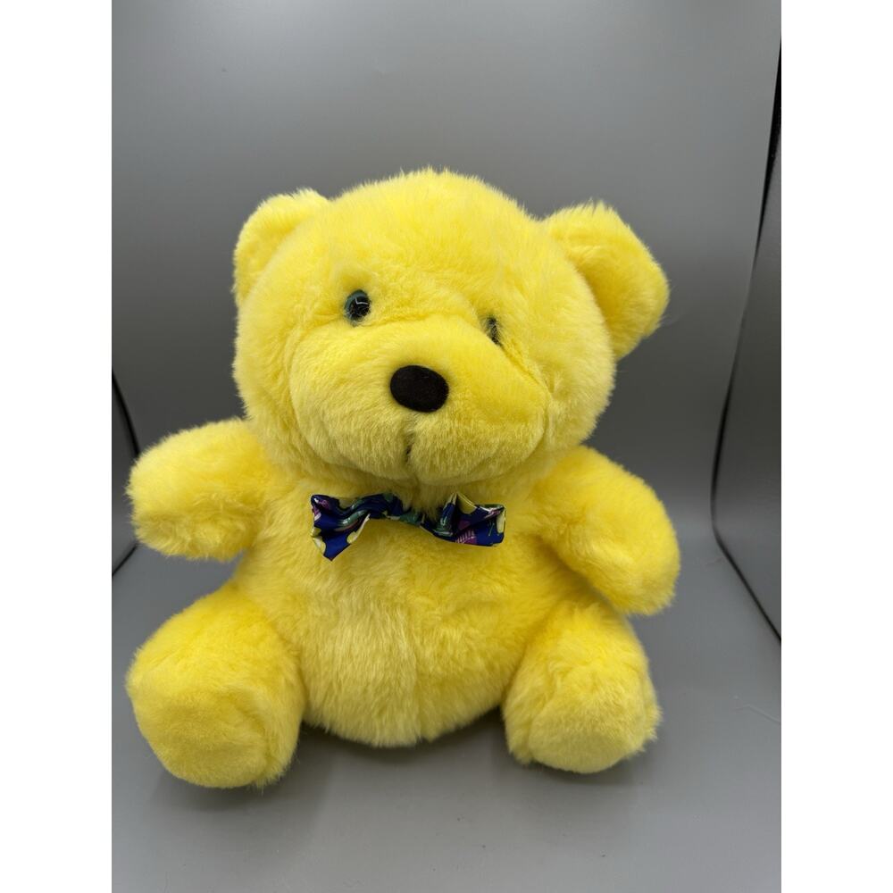 1996 Best Buy Peek A Boo Buddy Yellow Bear Plush Reversible Gift Box 12”